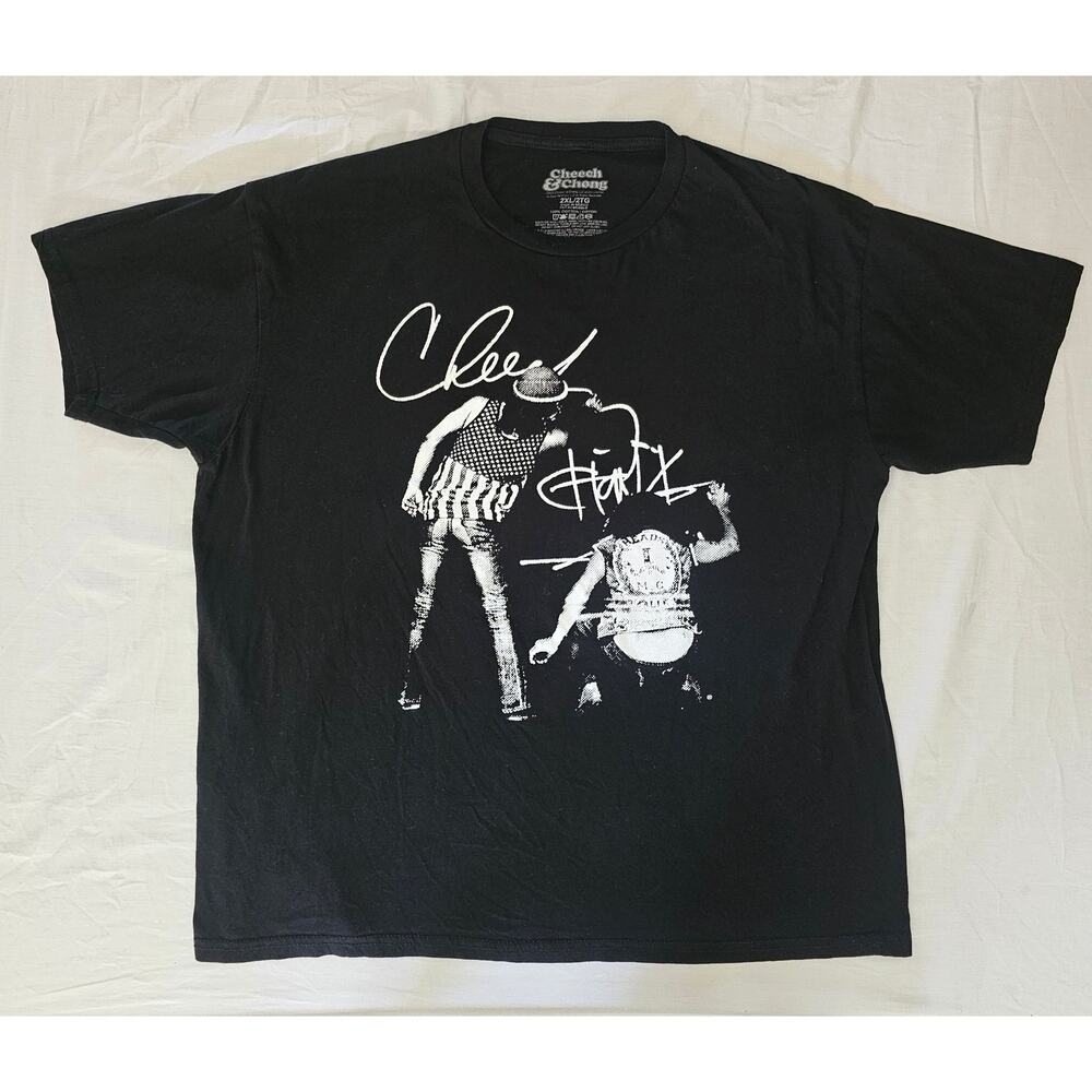 CHEECH and CHONG Y2k T-Shirt Graffiti Black Short Sleeve Cotton OG Gift 2XL XXL